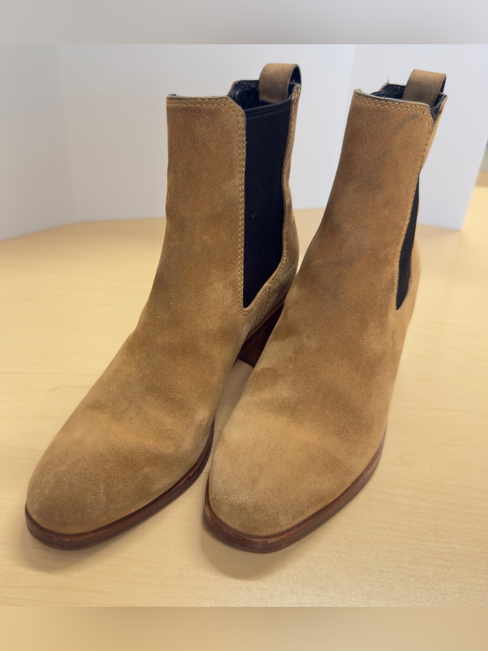 Rag & Bone Sabbia Suede Hazel Chelsea Ankle Boots Box Heel 37 US 6.5